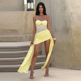 Bordeaux Strapless Mini Jurk met Split