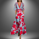 Dames Maxi Jurk met Bloemenprint en Overslag V-Hals