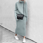 Tweedelige coltrui en maxi-rok set voor dames – elegante en comfortabele outfit voor elke gelegenheid, met een verfijnde en stijlvolle uitstraling.