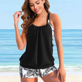 Dames Tankini met Gelaagde Top en Brede Bandjes