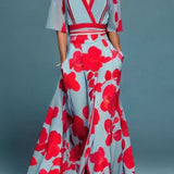 Dames Maxi Jurk met Bloemenprint en V-Hals