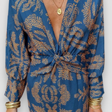 Maxi Jurk met Barokprint en V-Hals