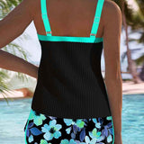 Dames Tankini met Bloemenprint en Brede Bandjes
