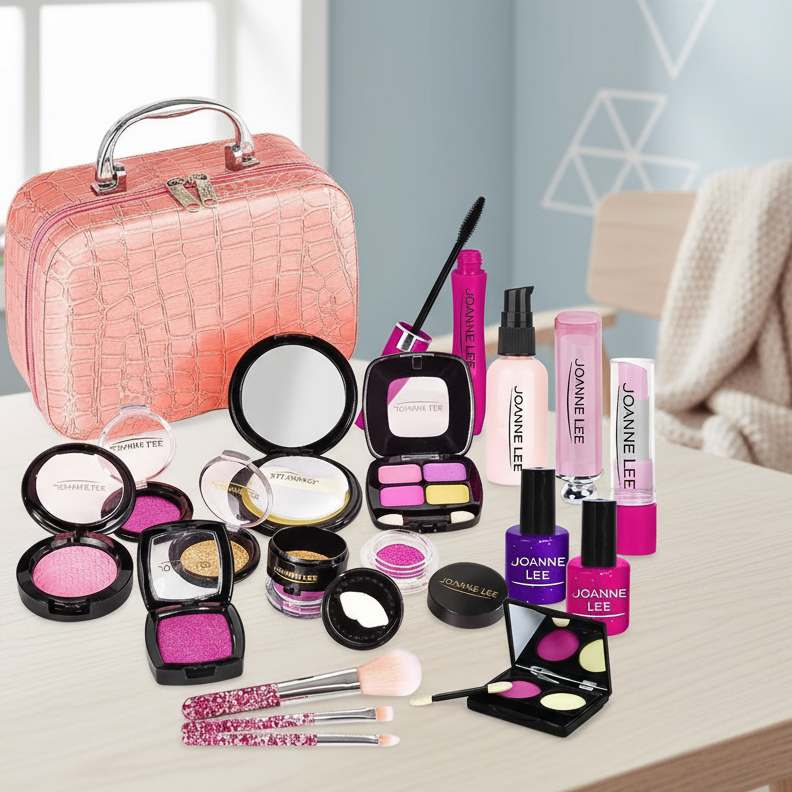 MiniGlam make-up speelset voor meisjes – veilige en kleurrijke set die creativiteit en rollenspel stimuleert voor urenlang plezier.