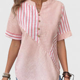Dames blouse met plooidetails en korte mouwen