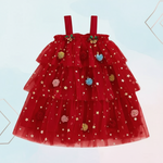 LittleStar magische kerstjurk voor meisjes – feestelijke jurk van zachte, comfortabele stof met glinsterende details, perfect voor kerst en speciale gelegenheden.
