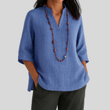 Dames Blouse met V-Hals en Driekwartmouwen
