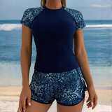Dames Zwemset met Korte Mouwen en Zwemshort