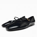 Zwarte Stijlvolle ballerina’s voor dames met een bandje over de voet en een trendy vierkante neus, perfect voor zowel casual als chique looks.