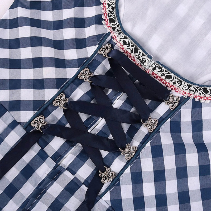 Klassieke Oktoberfest dirndljurk midi – elegante damesjurk met traditioneel ontwerp, flatterende pasvorm en hoogwaardige details, perfect voor bierfeesten en themafeesten.