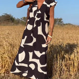 Losse Maxi Jurk met Abstracte Print