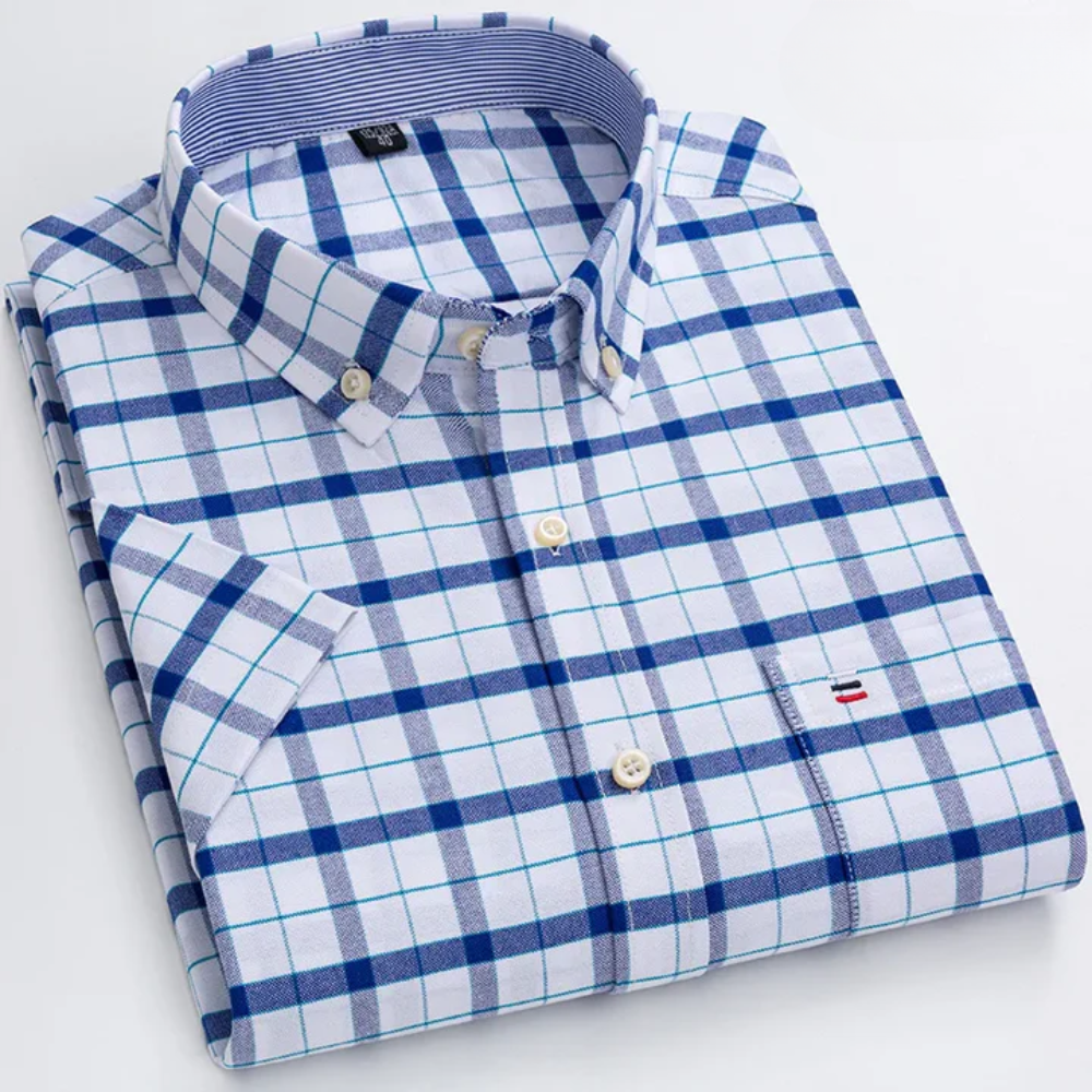 Stefen klassiek katoenen overhemd voor heren – slim-fit met stijlvol patroon, ademend en comfortabel, ideaal voor werk, casual of feestelijke gelegenheden.