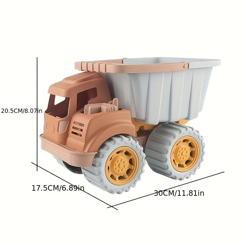 Montessori BuildTruck speelgoed kiepwagen voor kinderen – duurzaam houten materiaal, beweegbare onderdelen en stimuleert creatief spel en motorische ontwikkeling.