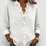 Dames Blouse met V-Hals en Knoopsluiting