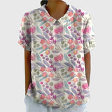 Dames blouse met bloemenprint en korte mouwen