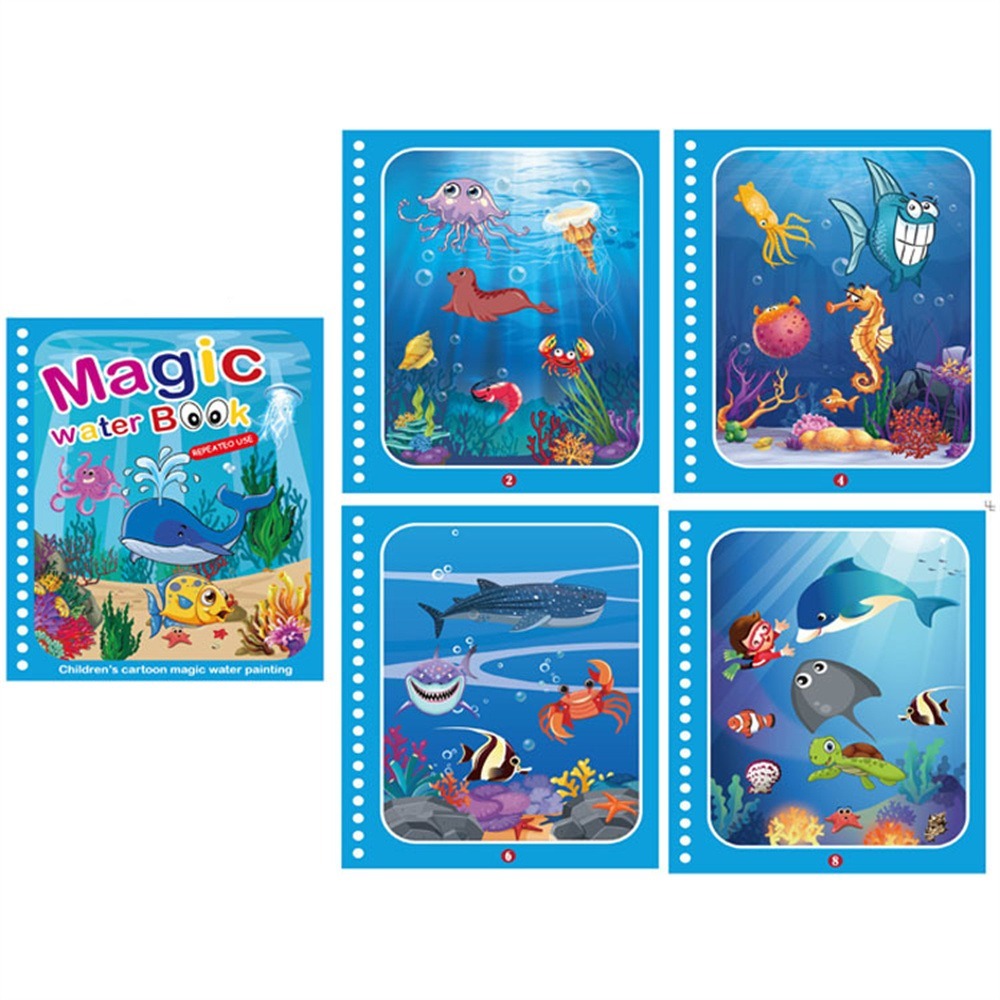 Magic Water Book herbruikbaar kleurboek voor kinderen – creatief en educatief waterkleurboek dat tekenen zonder rommel mogelijk maakt, ideaal voor eindeloos speelplezier.