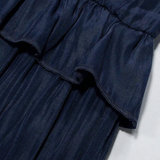 Dames Maxi Jurk met Gelaagde Rok en Ronde Hals