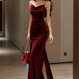 Elegante Fluwelen Maxi Jurk