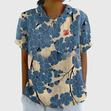 Dames blouse met bloemenprint en korte mouwen