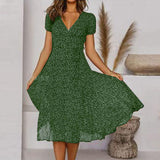 Midi Jurk met V-Hals en Print