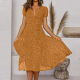 Midi Jurk met V-Hals en Print