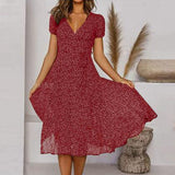 Midi Jurk met V-Hals en Print