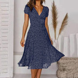 Midi Jurk met V-Hals en Print
