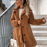 Luvana dames elegante teddy jas in diverse kleuren – zachte, warme teddy stof, comfortabele pasvorm en chique, tijdloze uitstraling.