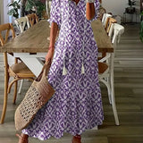 Dames Midi Jurk met Bloemenprint en V-hals