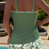 Dames Tankini met Geplooide Top en Zwemshort
