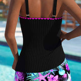 Dames Tankini met Geplooide Top en Zwemshort