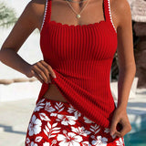 Dames Tankini met Vierkante Hals en Zwemshort