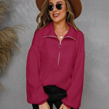 Casual dames sweater met halve rits, comfortabel en stijlvol voor dagelijks gebruik.