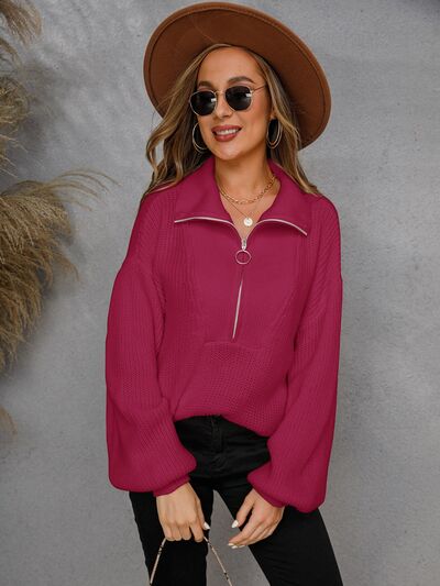 Casual dames sweater met halve rits, comfortabel en stijlvol voor dagelijks gebruik.