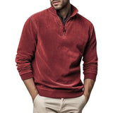 Fleece trui met opstaande kraag en halve rits