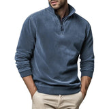 Fleece trui met opstaande kraag en halve rits