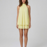 Halter Mini Jurk met Gelaagde Volantzoom