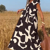 Losse Maxi Jurk met Abstracte Print