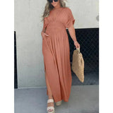 Dames Maxi Jurk met Knoopsluiting en Korte Mouwen
