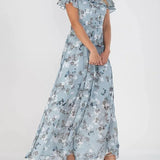 Luchtige Maxi Jurk met Bloemenprint en Ruches