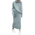 Tweedelige coltrui en maxi-rok set voor dames – elegante en comfortabele outfit voor elke gelegenheid, met een verfijnde en stijlvolle uitstraling.