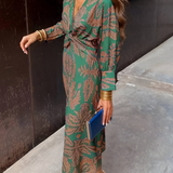 Maxi Jurk met Barokprint en V-Hals