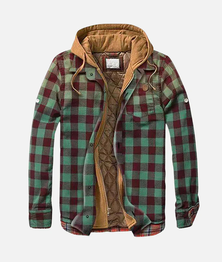 Leon heren jas met ruitpatroon en capuchon in diverse kleuren – warme voering, waterafstotend materiaal en comfortabele pasvorm voor koude dagen.
