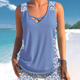 Dames Tankini met Bedrukte Details en Zwemshort