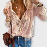 Dames blouse met kantdetails en V-hals