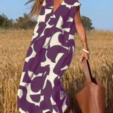 Losse Maxi Jurk met Abstracte Print