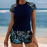 Dames Zwemset met Korte Mouwen en Zwemshort