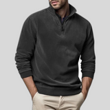 Fleece trui met opstaande kraag en halve rits