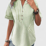 Dames blouse met plooidetails en korte mouwen