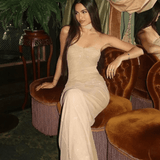 Straploze Maxi Jurk met Glitterafwerking